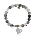 Rutilated Quartz Gemstone Bracelet with Wishing Heart Sterling Silver Charm