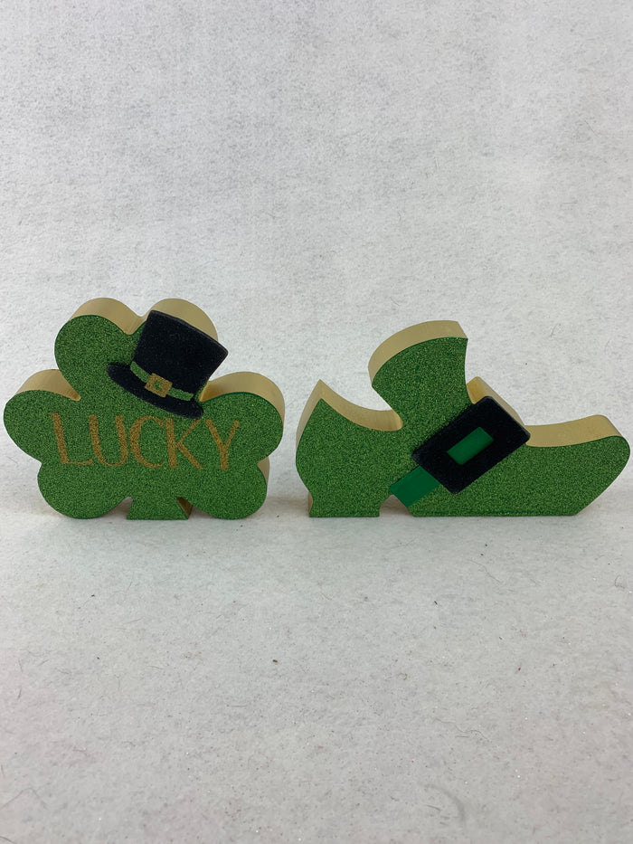 Saint Patrick’s Day Glittered Block Sitters