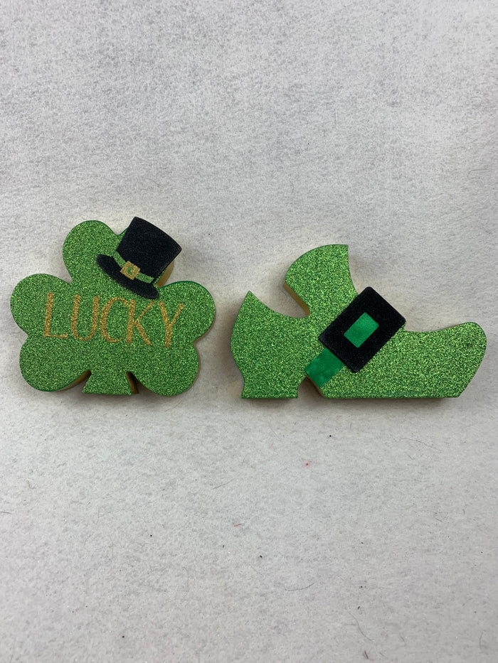 Saint Patrick’s Day Glittered Block Sitters
