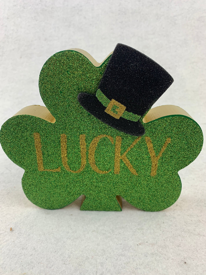 Saint Patrick’s Day Glittered Block Sitters