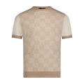 Sand, Ecru, and Cream Muted Wave Print Short Sleeve Knit Polo
