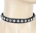 Silver Studded Black Leather Choker