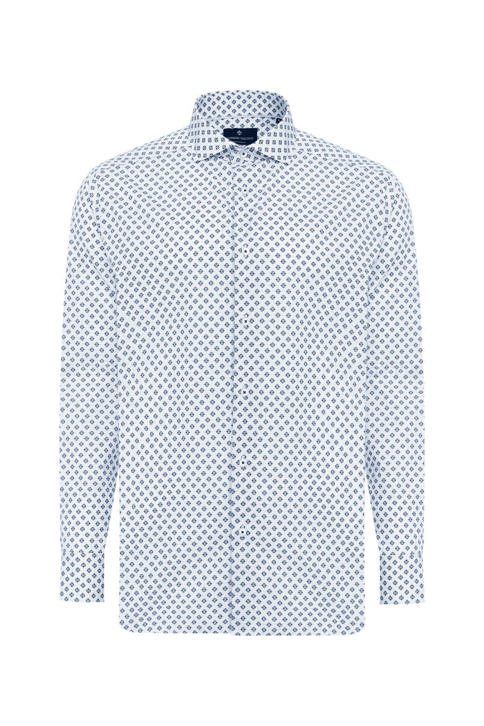Sky Floral Geo Diamond Print Shirt