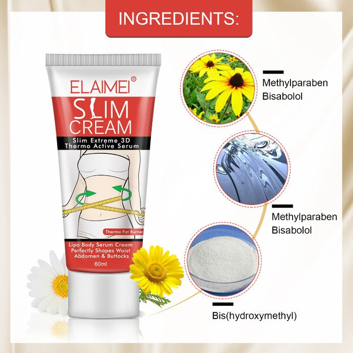 Crème amincissante pour le corps en tube, soin pour la silhouette, texture légère et hydratante, visible dans l'image.