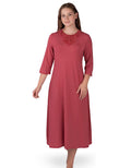 Coral nightshirt with lace yoke and 3/4 sleeves