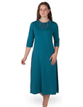 Teal lace-yoke nightshirt with 3/4 sleeves