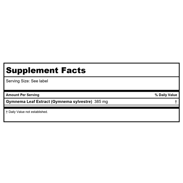 SOLARAY Guaranteed Potency Gymnema Leaf Extract | Veg Cap | 385mg | 60ct  39911 - Supplement Facts panel