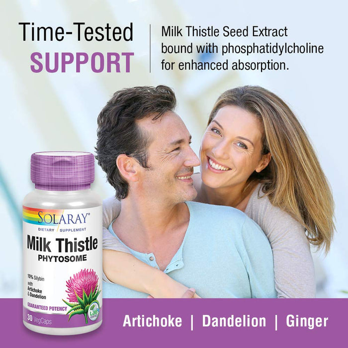 SOLARAY Milk Thistle Phytosome Supplement, 200mg, 30 Count - The Oasis of Health
