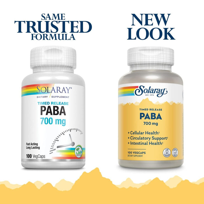 SOLARAY Paba TSTR Vitamin Capsules - 700 mg | 100 Count - The Oasis of Health