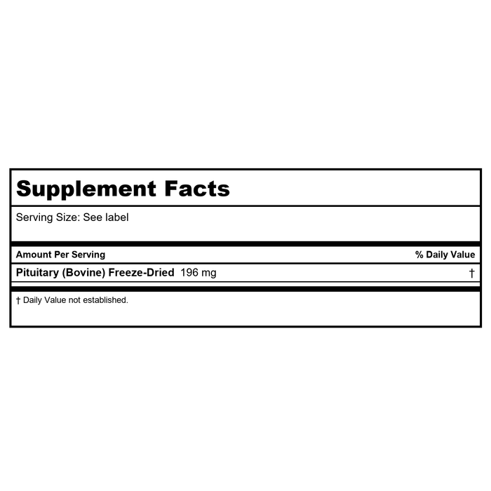 SOLARAY Pituitary Caps Freeze Dried 196mg - 60 Count - Supplement Facts panel