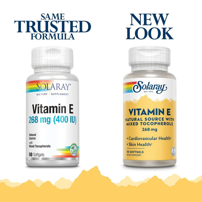 SOLARAY Vitamin E d - Alpha Tocopherol 268mg (400 IU) | Heart & Skin Health, Antioxidant Activity Support (50 CT) - The Oasis of Health