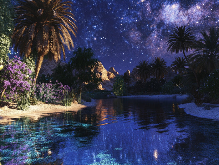 Starlight Over the Desert Oasis