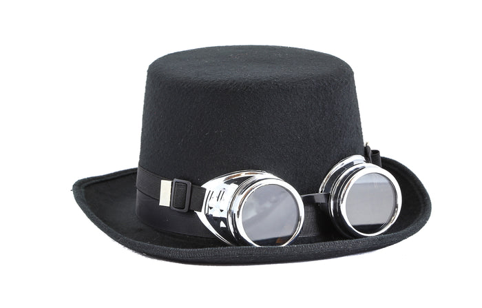Steampunk Top Hat Wool Felt  Goggles