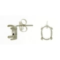 Sterling Silver Earring Post 4 Prong Setting Holds 8x6mm Oval Mount