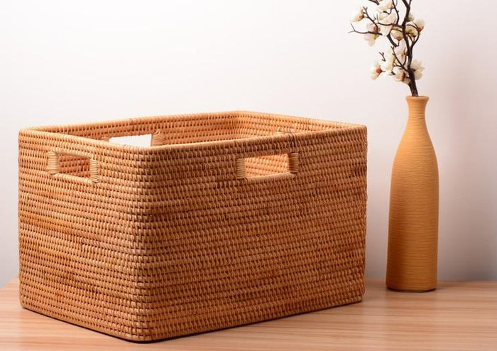 Storage Baskets for Bedroom, Large Laundry Storage Basket for Clothes, Rectangular Storage Basket, Rattan Baskets, Storage Baskets for Shelves-Paintingforhome