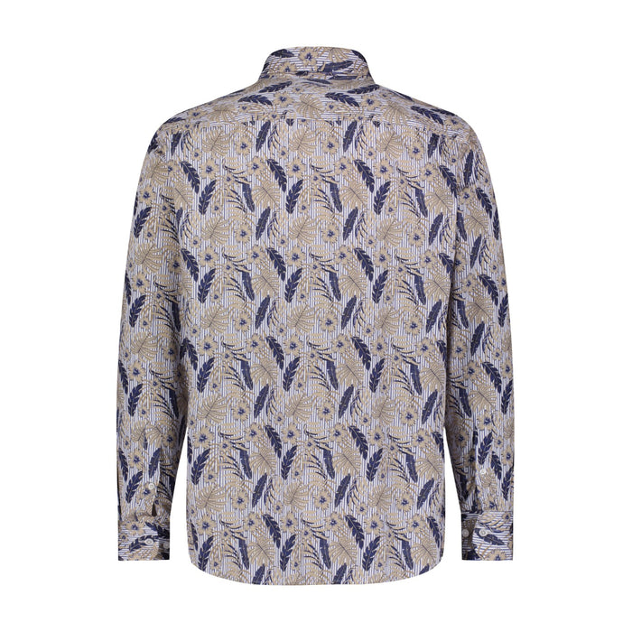 Striped Floral Leafy Print Shirt - B&T