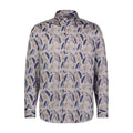 Long-sleeve shirt with a leaf pattern on a white background