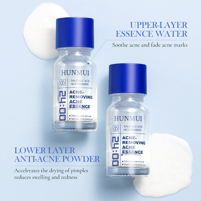 Serum anti-acné SY1WM0009-HUNMUI pour peau claire, flacon de 10 ml avec applicateur, visible sur l'image.