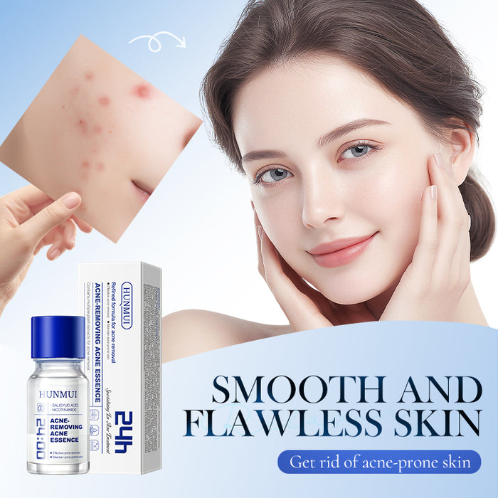 Flacon de 10ml de SY1WM0009-HUNMUI, traitement anti-acné clair, contenant un liquide transparent pour peau claire.