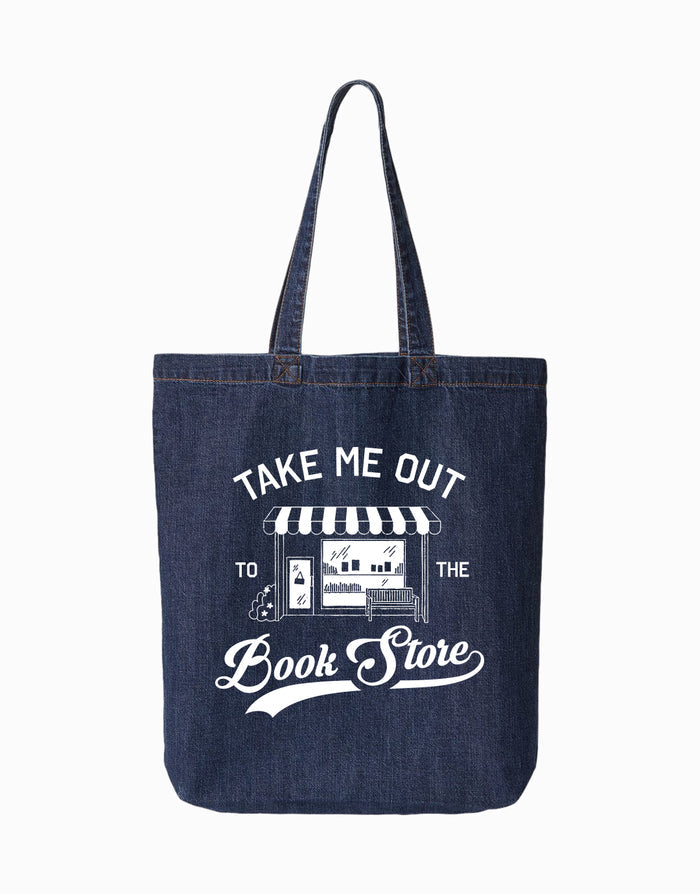 Take Me Out to the Bookstore Denim Tote