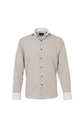Taupe & White Awning Stripe Button Down Shirt