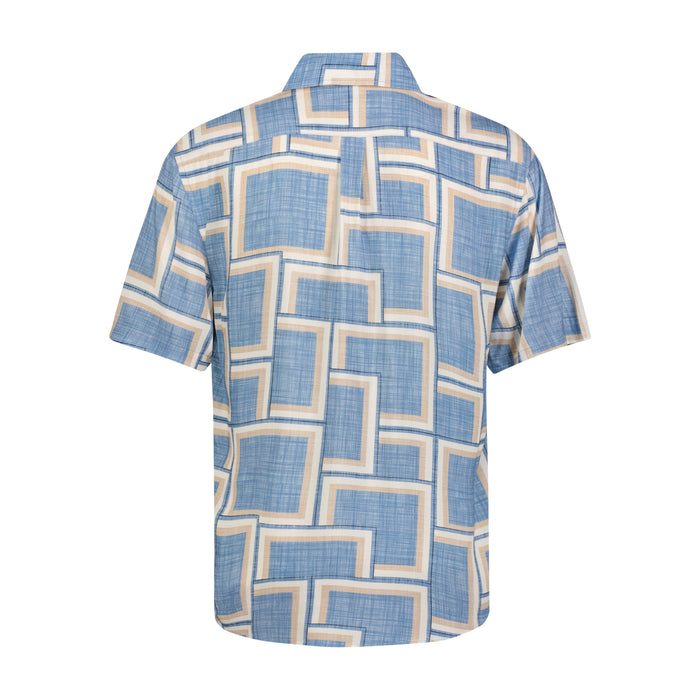 Teal, Beige, and Khaki Box Short Sleeve Shirt