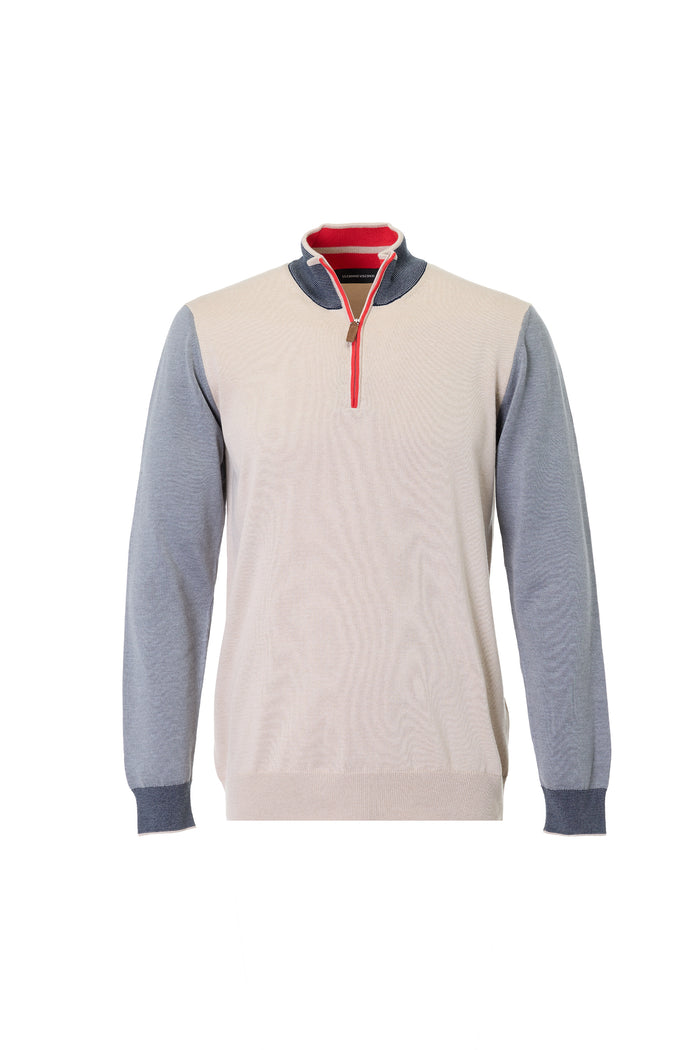 The Artisan Triple-Contrast Beige Quarter-Zip