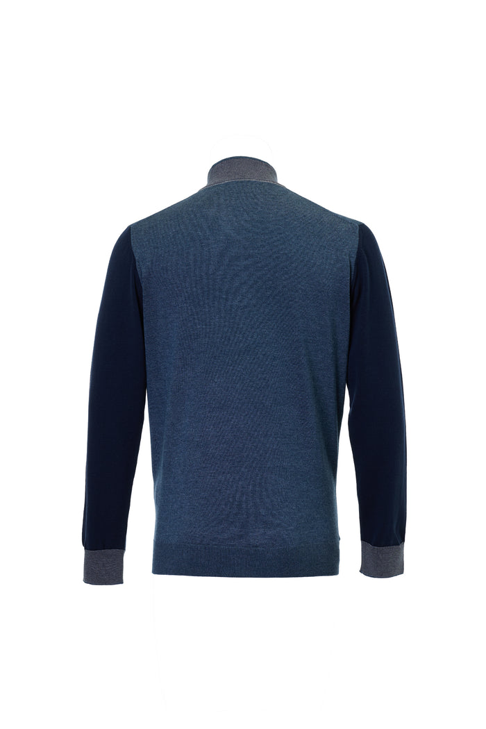 The Artisan Triple-Contrast Melange Indigo Quarter-Zip