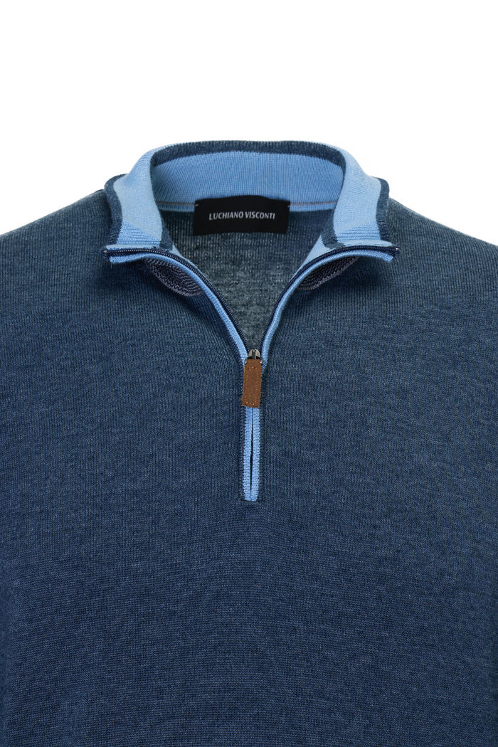 The Artisan Triple-Contrast Melange Indigo Quarter-Zip