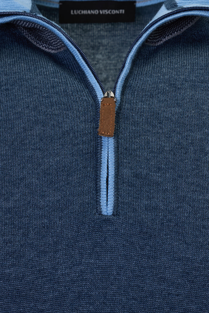 The Artisan Triple-Contrast Melange Indigo Quarter-Zip