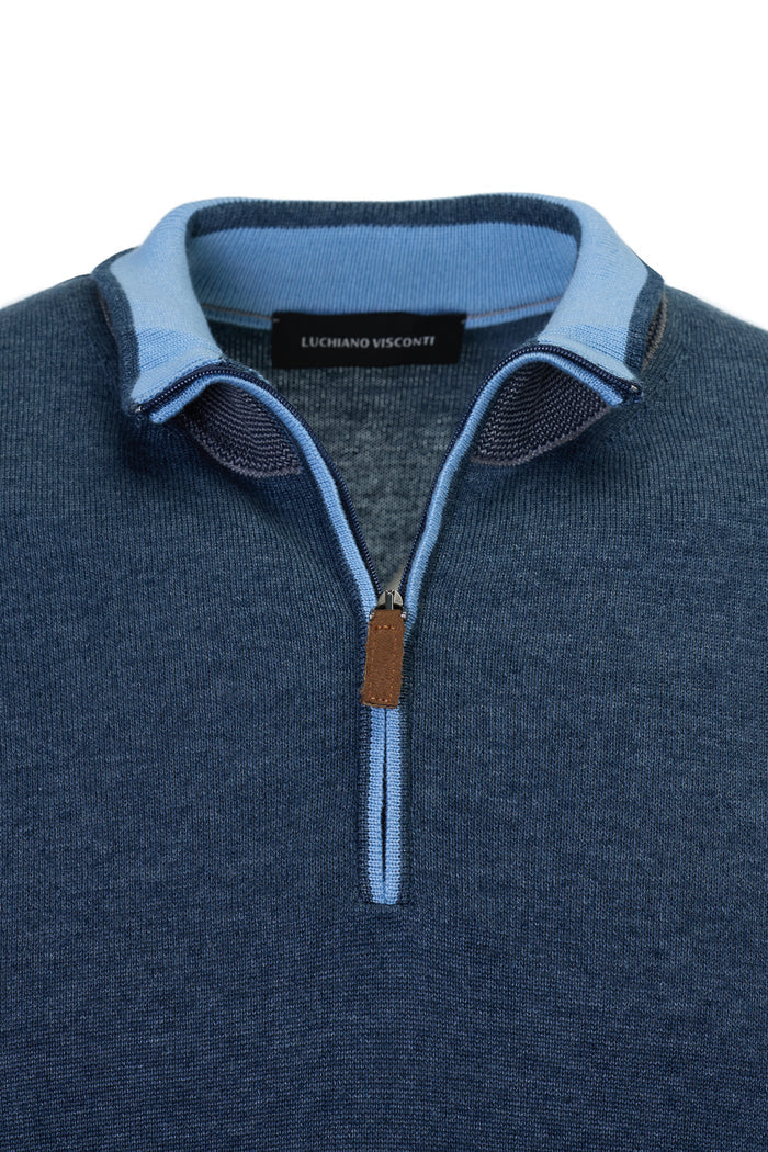 The Artisan Triple-Contrast Melange Indigo Quarter-Zip