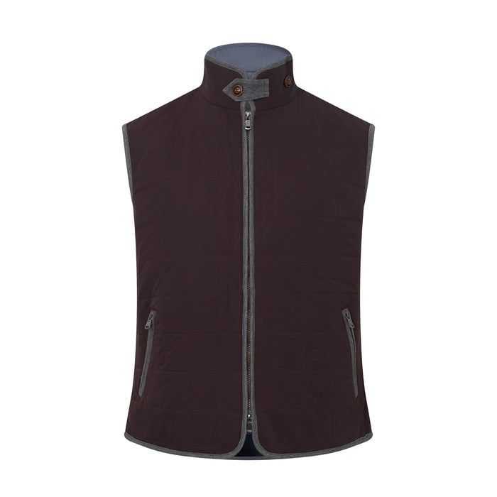 The Performance Stretch Quilted Vest in Aubergine
