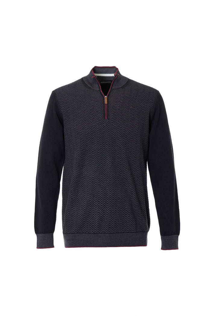 The Wave Jacquard Hybrid Black Quarter-Zip