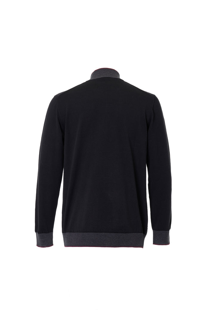 The Wave Jacquard Hybrid Black Quarter-Zip
