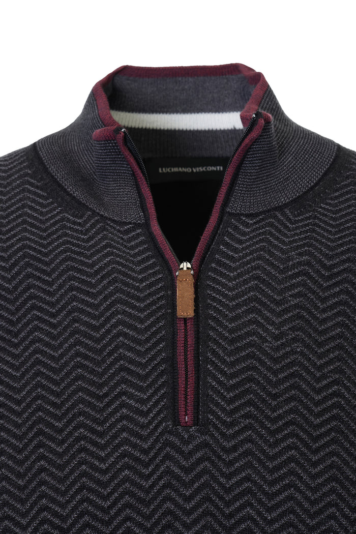 The Wave Jacquard Hybrid Black Quarter-Zip