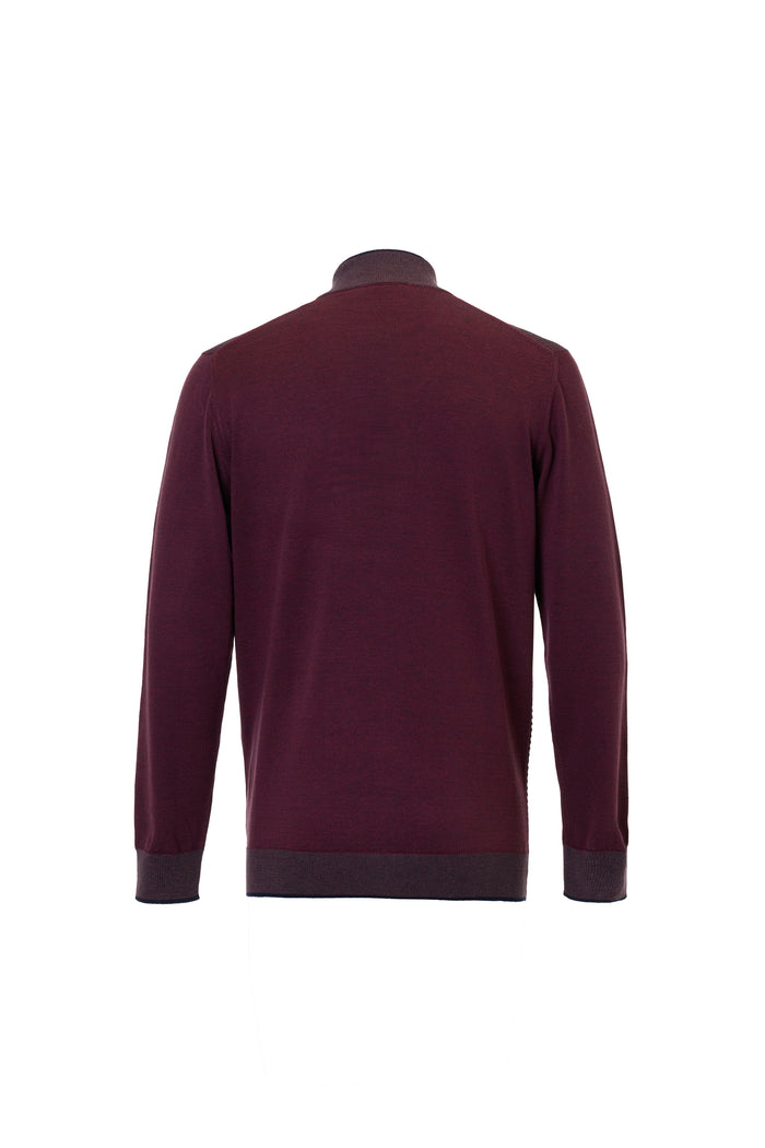 The Wave Jacquard Hybrid Melange Burgundy Quarter-Zip