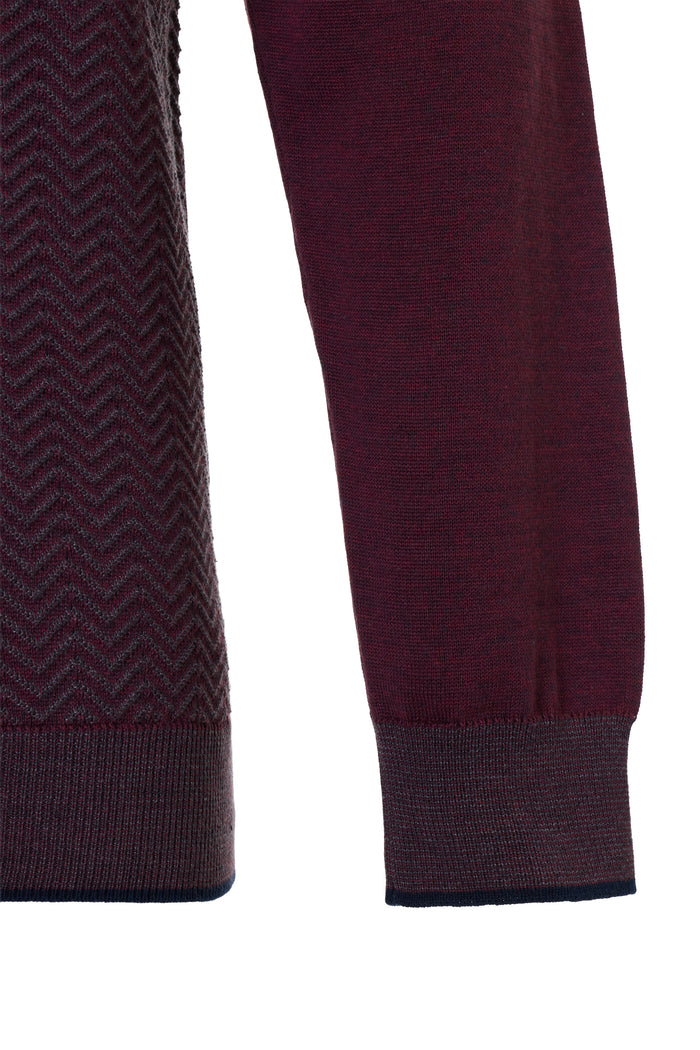 The Wave Jacquard Hybrid Melange Burgundy Quarter-Zip