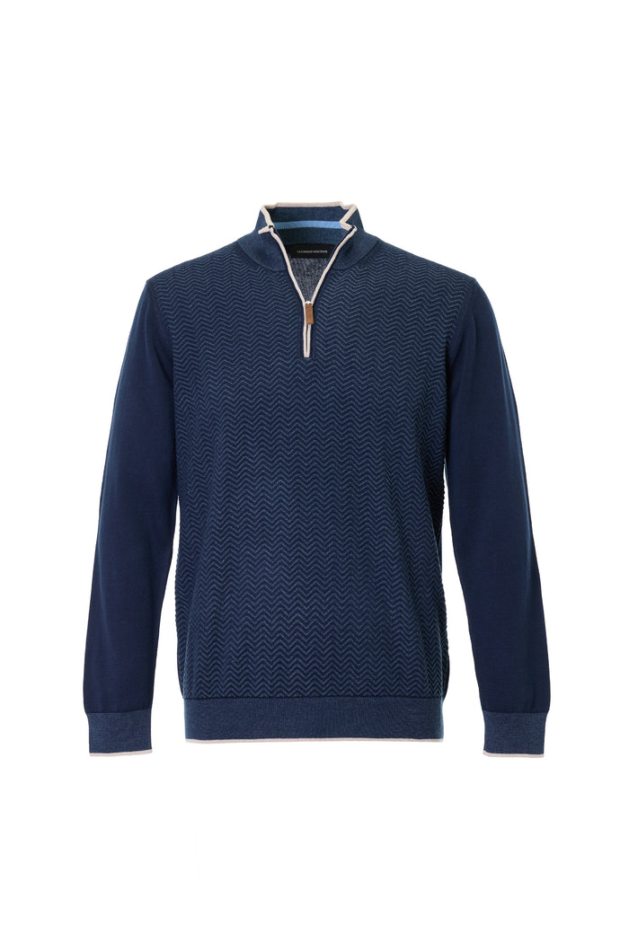 The Wave Jacquard Hybrid Navy Quarter-Zip