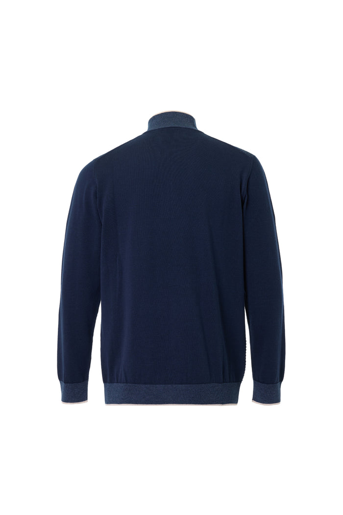 The Wave Jacquard Hybrid Navy Quarter-Zip
