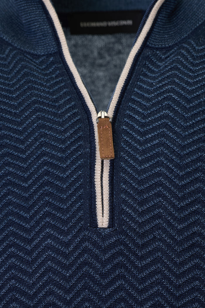 The Wave Jacquard Hybrid Navy Quarter-Zip