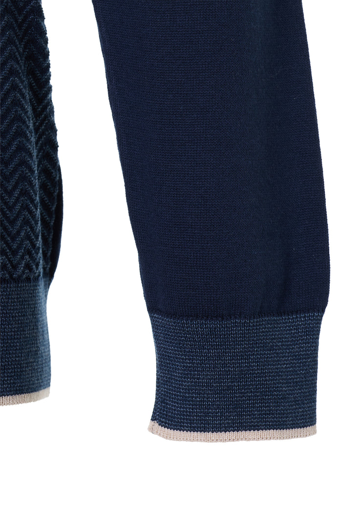 The Wave Jacquard Hybrid Navy Quarter-Zip