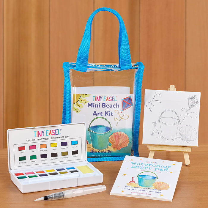 Tiny Easel Mini Painting Art Kit, Beach