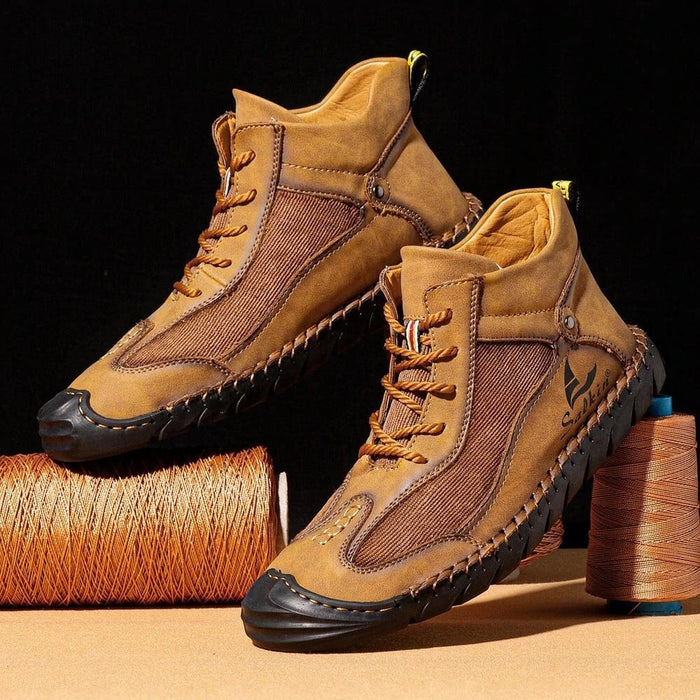 Tiosebon Men's Retro Lightweight Lace-Up Ankle Boots-Yellow
