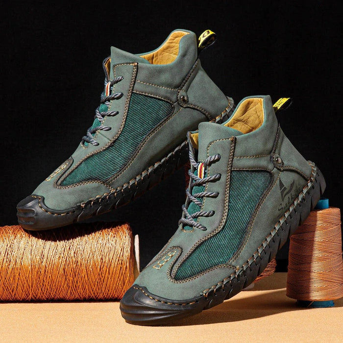 Tiosebon Men's Retro Lightweight Lace-Up Ankle Boots-Green