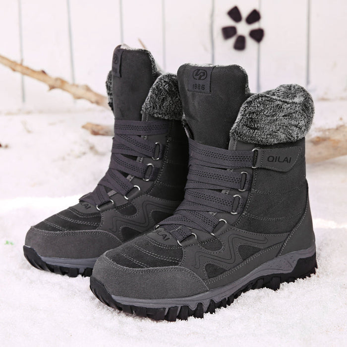 Tiosebon Unisex Outdoor Fur Ankle Boots-Gray