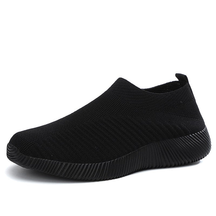 Tiosebon Women  Knitting Sock Sneakers-All Black