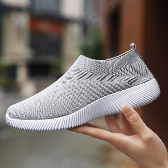 Tiosebon Women Knitting Sock Sneakers-Gray