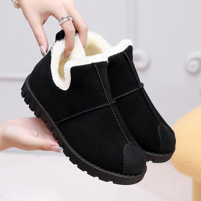 Tiosebon Women's Slip-On Snow Boots-Black