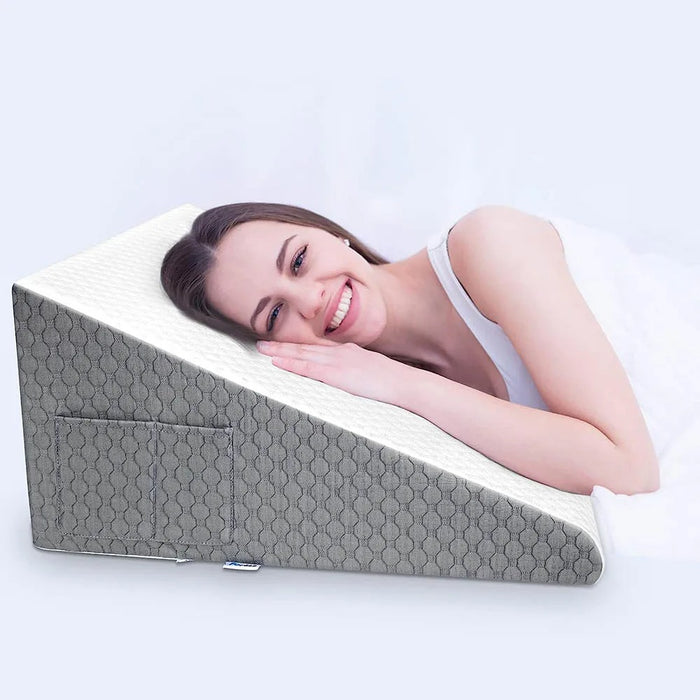 Coussin en forme de triangle eprolo pour le soutien lombaire et dorsal, en mousse ferme, utilisé pour le confort du dos.