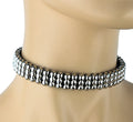 Triple Studded Black Leather Choker